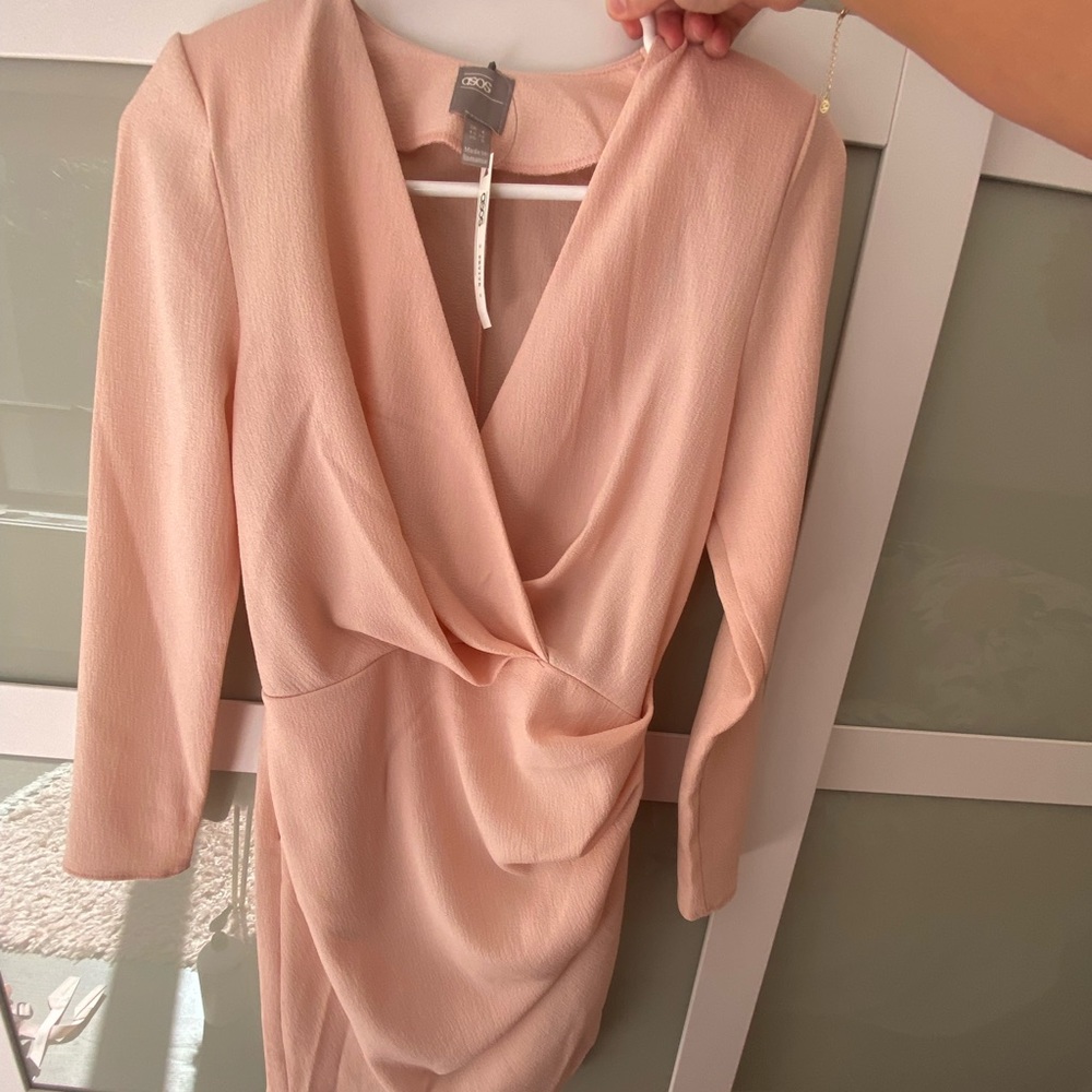 Asos petite blush long sleeve dress